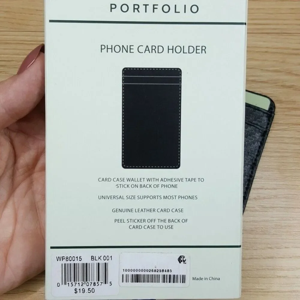 PERRY ELLIS Mens Wallet Black Card Holder for Phone includes Adhesive